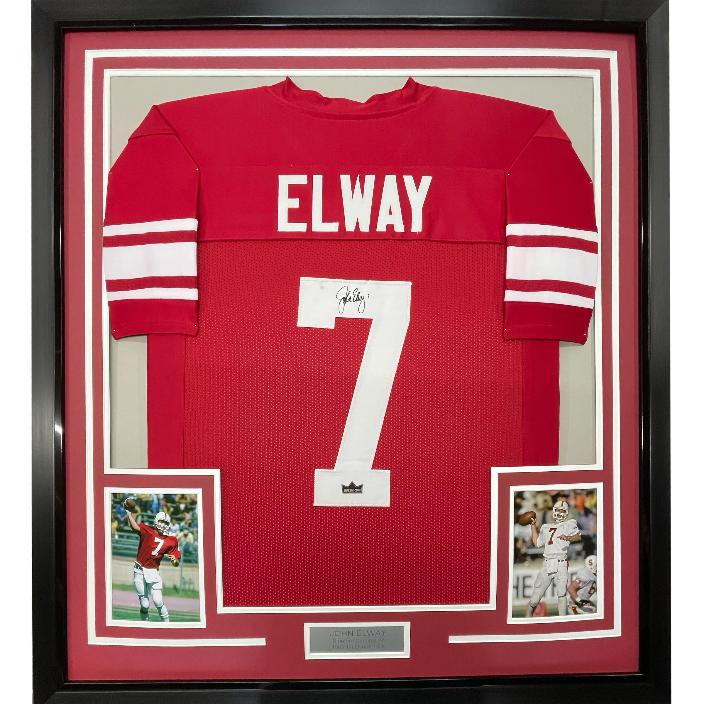 Framed Facsimile Autographed John Elway 35x39 Stanford Red Reprint